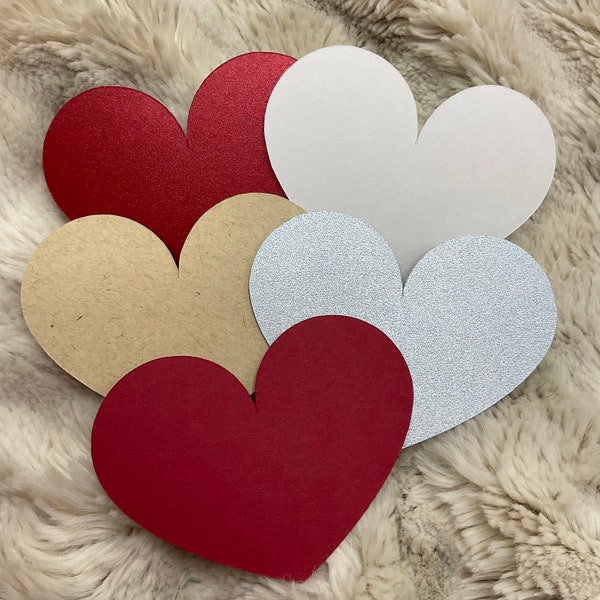 Card Stock Paper Hearts 50 Pieces - Luxe Quality, Multiple Sizes, and Colors Available