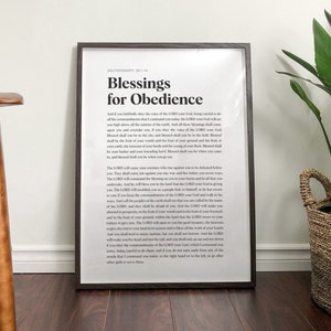 Deuteronomy 28 Bible Verse Digital Print, Faith Home Décor, Blessing for Obedience, God Christian, poster, digital download, wall art gospel