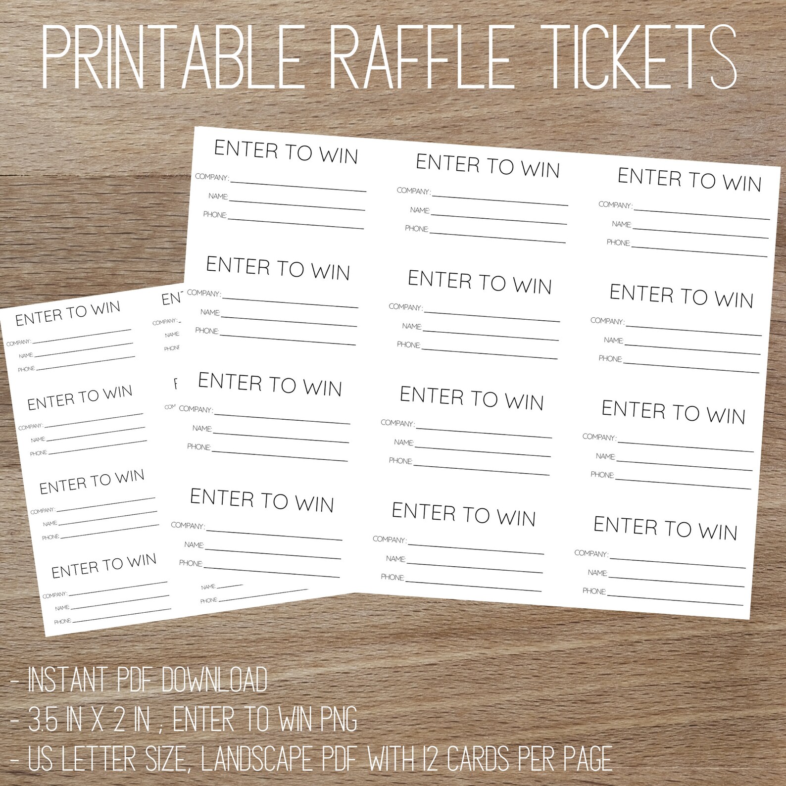 Basic Raffle Ticket Form.pdf Basic Printable Raffle Ticket | Raffle Tickets Printable | Enter to Win ...
