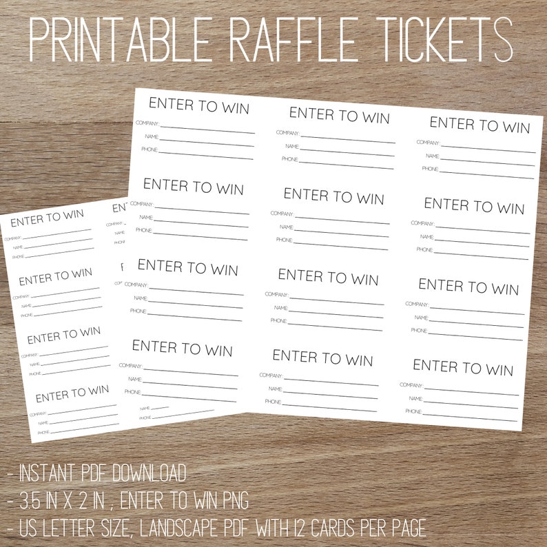 Basic Printable Raffle Ticket Raffle Tickets Printable Enter to Win Basic Printable Raffle Ticket Raffle Tickets Printable Enter to Win