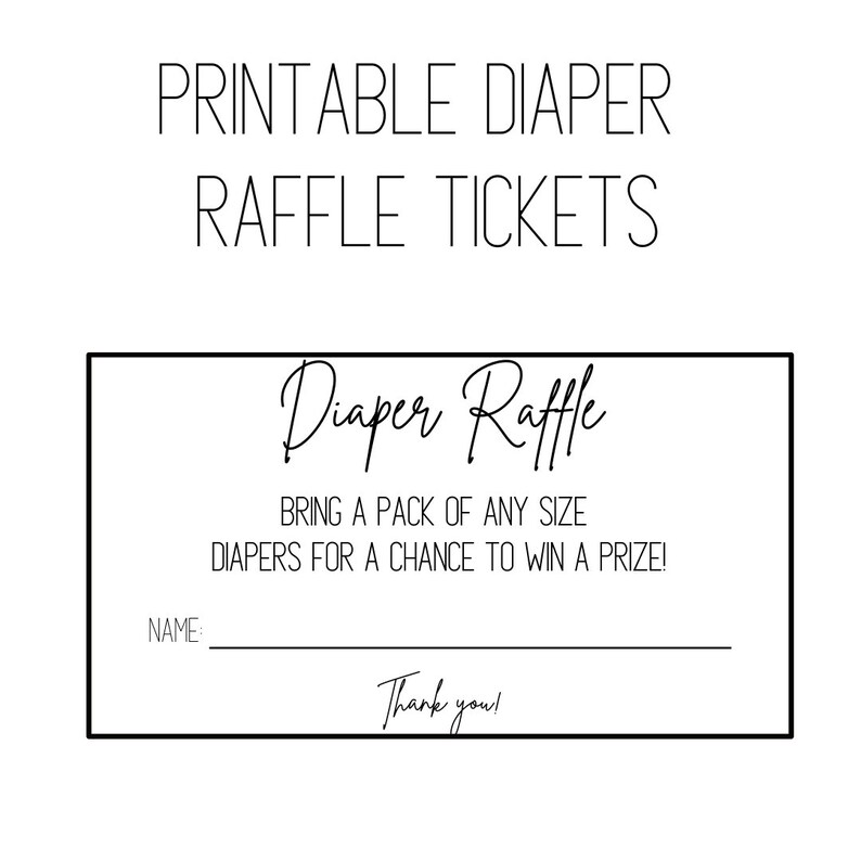 Diaper Raffle Ticket Printable Printable Diaper Raffle Etsy Canada