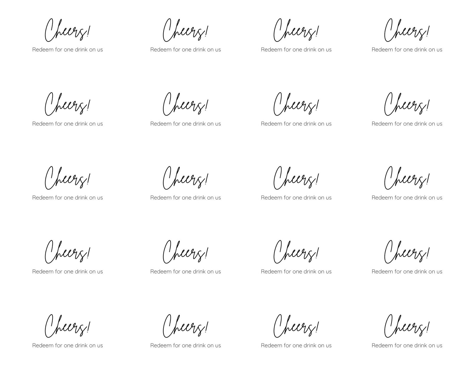 Printable Drink Ticket | Drink Tickets Printable | Beverage Ticket ...