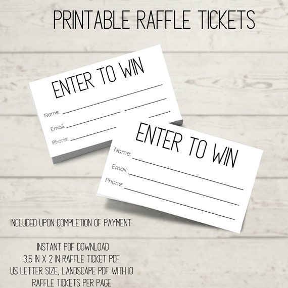 Basic Printable Raffle Ticket Raffle Tickets Printable Etsy Basic Printable Raffle Ticket Raffle Tickets Printable Etsy
