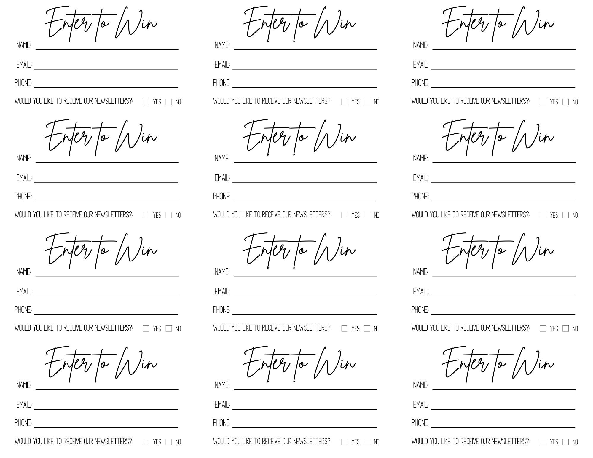 Printable Raffle Ticket Raffle Tickets Printable Enter to Win Printable ...