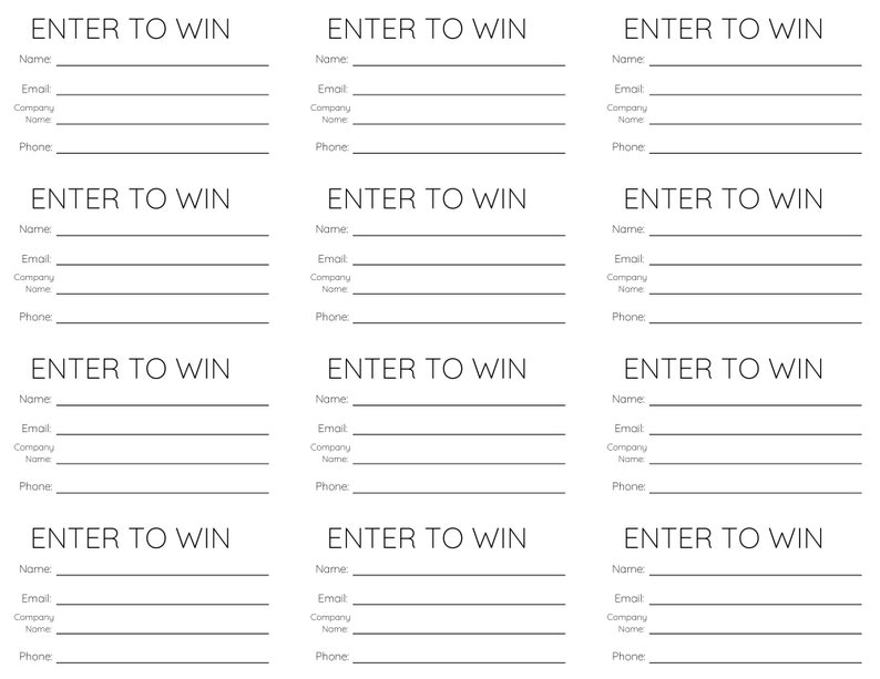 Printable Raffle Ticket With Company Name Raffle Tickets Printable enter to Win Printable