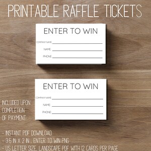 Basic Printable Raffle Ticket | Raffle Tickets Printable | Enter To Win Printable | Instant Download | Simple Raffle Ticket