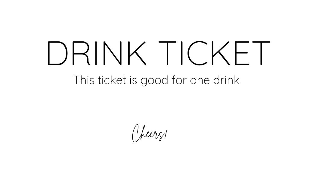 Printable Drink Ticket Drink Tickets Printable Beverage Ticket
