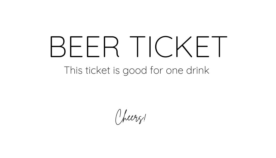 Printable Beer Ticket | Beer Tickets Printable | Drink Ticket Printable | Instant Download 