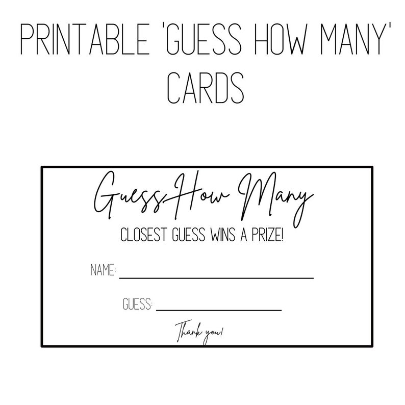 Printable Guess How Many Card Guess How Many Baby Shower | Etsy