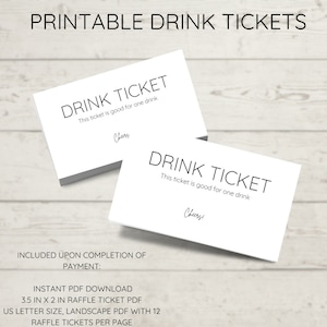 Printable Drink Ticket | Drink Tickets Printable | Beverage Ticket Printable | Instant Download | Simple Drink Ticket