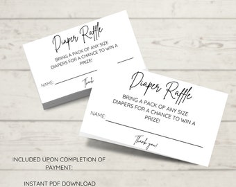 Diaper Raffle Ticket Printable | Printable Diaper Raffle Ticket | Diaper Raffle Card Printable | Printable Diaper Raffle Card | Baby Shower