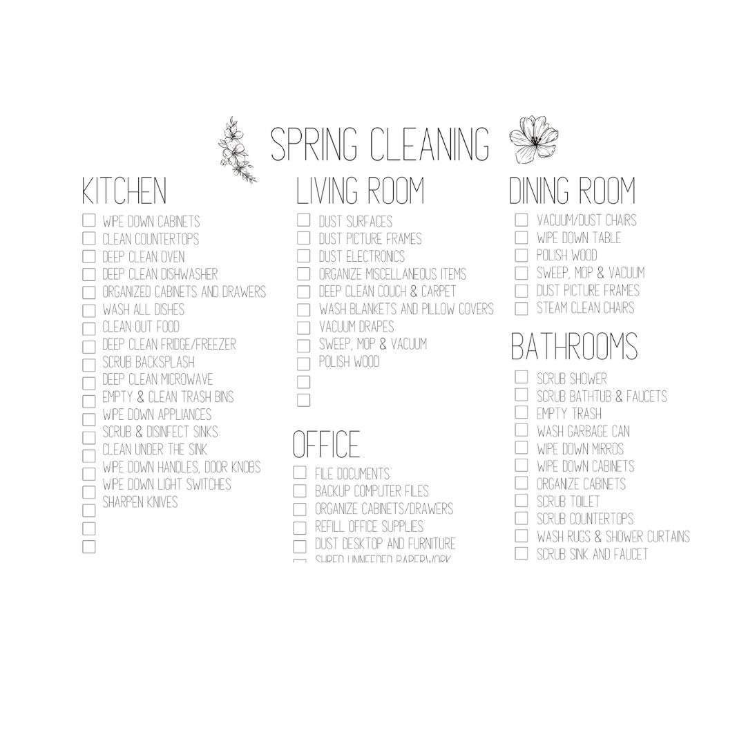 Spring Cleaning Checklist Spring Cleaning Planner Spring Cleaning