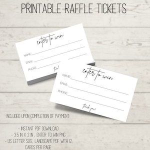 Printable Raffle Ticket | Raffle Tickets Printable |Enter To Win Printable | Instant Download | Simple Raffle Ticket