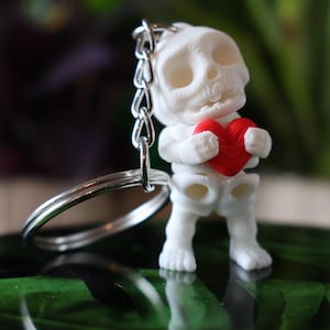 Skeleton Valentines Day Keychain, Valentine Fidget Key Chain, Heart Keyring, Cute Keyring For Women, Articulated Skeleton Heart Keychain