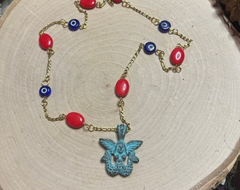 The Siren's Shelter - Evil Eye Rosary Necklace