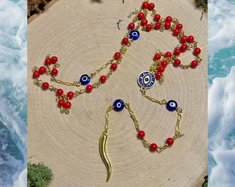 Evil Eye Malocchio Rosary Necklace