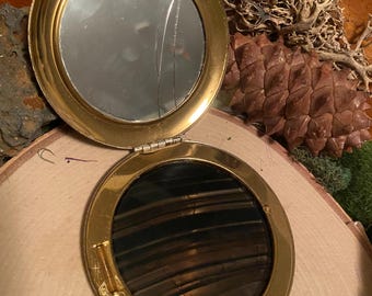Pocket Scrying Mirror Triflow Obsidian Inlay