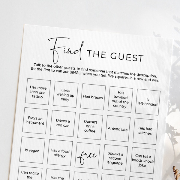 Find the Guest Bingo Printable Fun Birthday Icebreaker Game for Adults Unique Teambuilding Ideas Office Party Bingo Birthday Bingo Group SP2