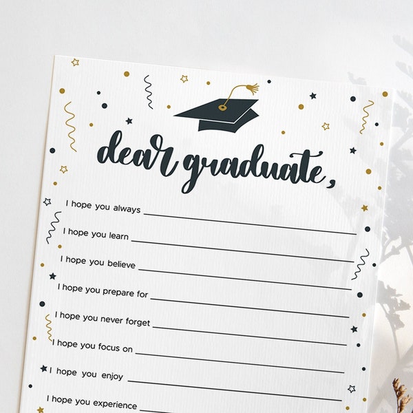 Dear Graduate Card Printable Graduation Wishes and Advice for the Graduate Class of 2024 Gifts Graduation Party Ideas Highschool College FG2