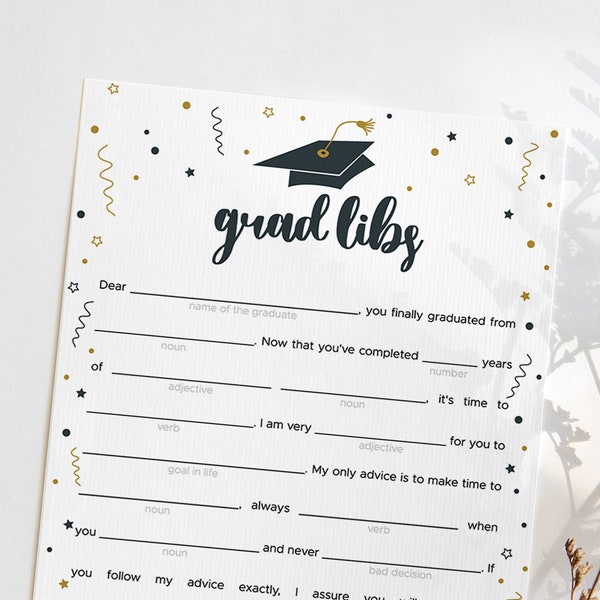Graduation Mad Libs Game Printable Grad Party Games Simple Graduation Party Activity 2024 Grad Libs Advice and Wishes for the Graduate FG2