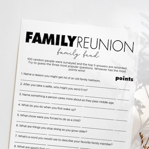 Family Reunion Family Feud Game Printable Modern Family Gathering Games for Adults Friendly Feud Instant Download Get Together Group PDF SL2