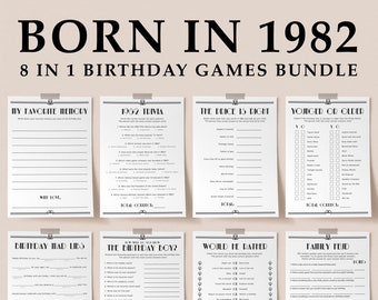 1982 Games Bundle For Him Adults Birthday Activities Set of 8 Mens Bday Party Decor Gatsby Theme Turning 42 1982 Trivia Price is Right RG2