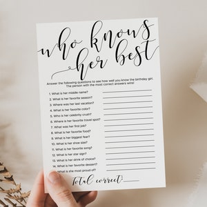 Who Knows the Birthday Girl Best Game Womens Birthday Party Games Printable How Well Do You Know Her Game Fun Facts Quiz about Mom Wife EL1