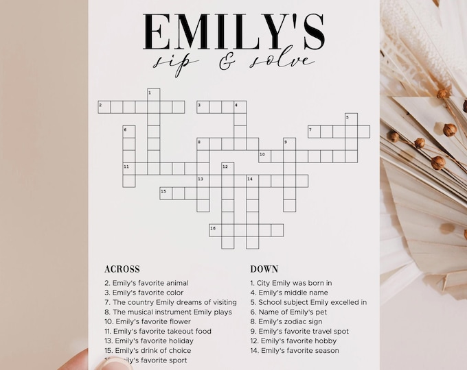 Crossword Birthday Card Word Game Crossword Birthday Card