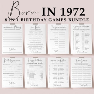 53. Geburtstags-Spiele für Frau 1972 Geboren Trivia Pop Quiz jüngere oder ältere Minimalistische Geburtstagsparty-Aktivitäten Ideen für ihre Wunschkarte SP2