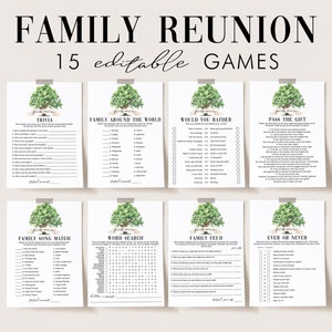 Family Reunion Games Bundle for All Ages Family Member Tree Activities for Adults and Kids Family Reunion Printables Friendly Feud FT1