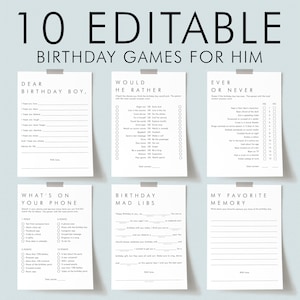 Mens Birthday Games for Him Birthday Party Games Bundle Printable Adult Birthday Games Bundle 20th 30th 35th 40th 50th 60th Birthday Guy AM1