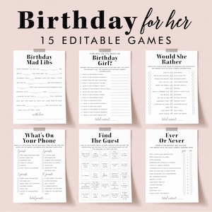 Moderne verjaardagsspelletjes voor haar Minimalistische ideeën voor verjaardagsfeestjes voor vrouwen Funny Mad Libs Beste feestvarken Wensen en advieskaarten MV2