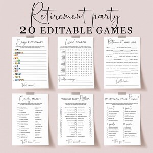 Jeux de retraite à imprimer Activités de fête des retraités pour le bureau Idées de lieu de travail Cartes modifiables Family Feud Emoji Pictionary Jeux simples SP2