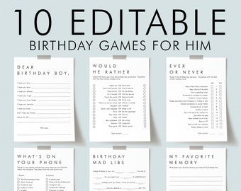 Mens Birthday Games for Him Birthday Party Games Bundle Printable Adult Birthday Games Bundle 20th 30th 35th 40th 50th 60th Birthday Guy AM1