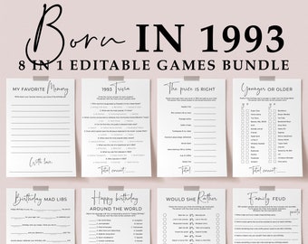 Minimal Birthday Party Games for Woman Turning 31 Years Old Born in 1993 Bday Bash Activities for Groups Family Girl Ladies Her Mad Libs SP2