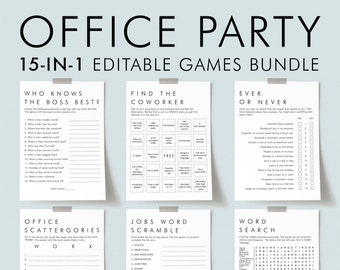 Minimalist Office Party Games for Coworker Party Activities Bundle Printable Team Building Icebreaker Games for Work Event Company Party AM1
