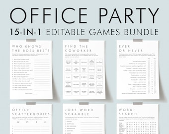 Minimalist Office Party Games for Coworker Party Activities Bundle Printable Team Building Icebreaker Games for Work Event Company Party AM1