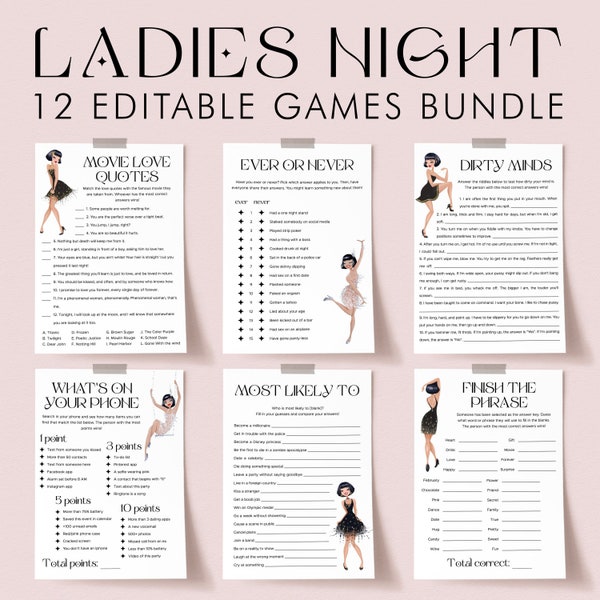 Bachelorette Games Printable Flappers Galentine's Day Party Bundle Ladies Night Game Ideas Girls Night In Bundle Bach Party Activities SF1