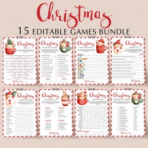 Christmas Gnomes Games Bundle Printable Holiday Activities for Adults and Kids Xmas Office Party Games for Groups Naughty or Nice List CM1