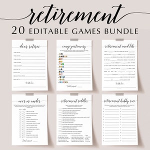 Jeux de retraite à imprimer Activités de fête des retraités pour le bureau Idées de lieu de travail Cartes modifiables Emoji Family Feud Pictionary Fête d'adieu NC2