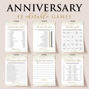 Paquete de juegos para fiestas de aniversario de bodas de oro: 20, 25, 30, 40 y 50 aniversarios. Juegos para parejas. Actividades divertidas para fiestas de aniversario. Juega al bingo CP1.