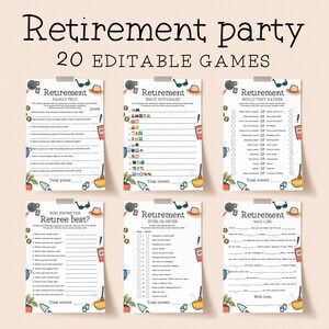 Retirement Games for Him and Her Printable Activities for the Retiree Fun Office Party Ideas for Groups Co-Worker Advice and Wishes PDF  NH1