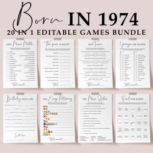 1974年生まれの誕生日ゲームバンドル 印刷可能な51歳の誕生日パーティーパック 51歳になる女性と男性のための誕生日アクティビティアイデア 70年代ゲーム SP2