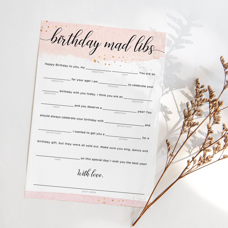 Funny Birthday Mad Libs Game Printable Bday Games for Adults and Kids ...