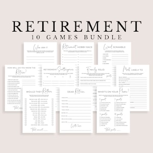 Jeux de retraite à imprimer Voeux de retraités Activités de fête pour le bureau Idées de lieu de travail Cartes modifiables Family Feud Goodbye Party Games SP2