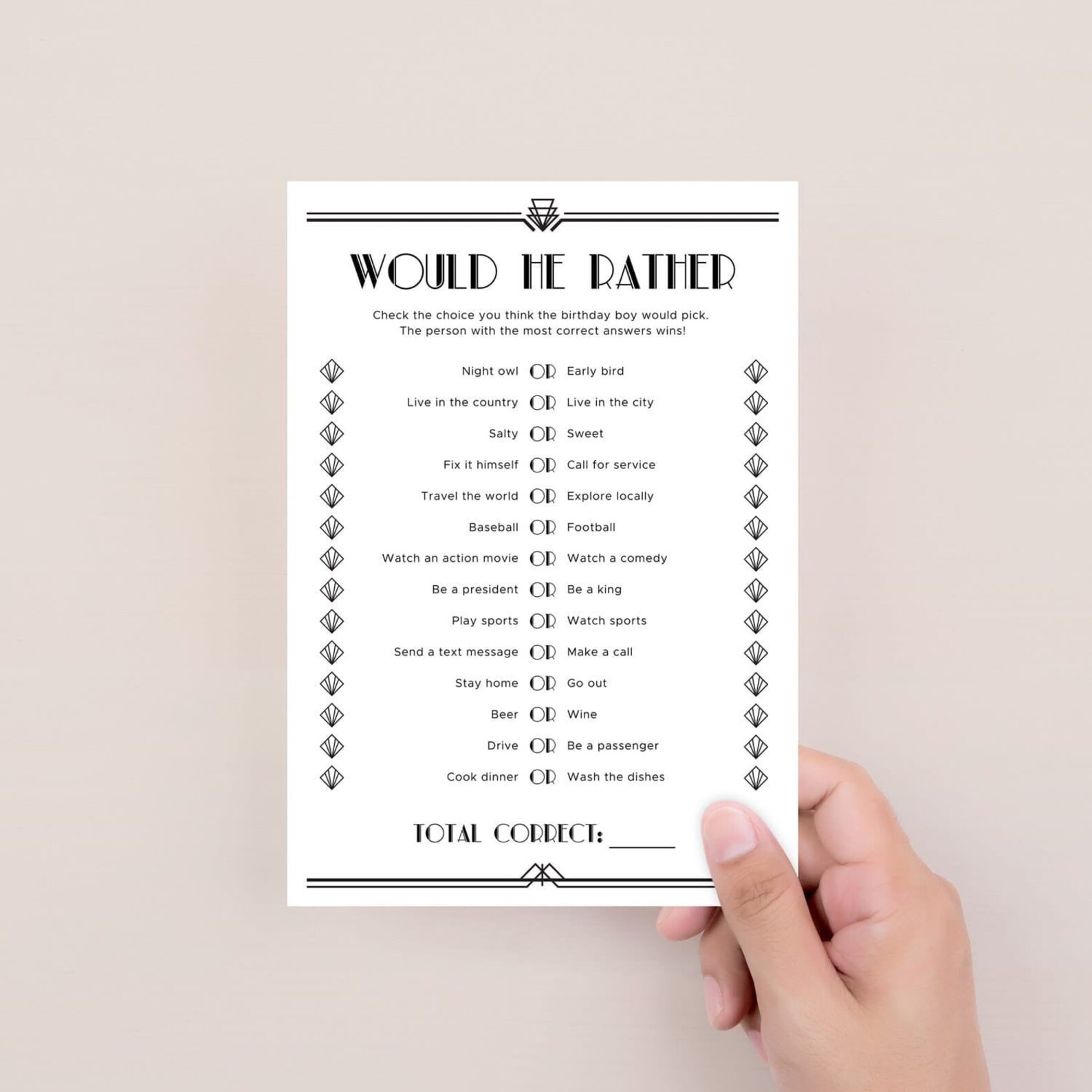 Gatsby Birthday Games Printable Art Deco Birthday Party Games for Him ...