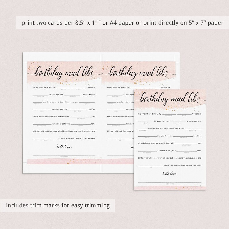 Funny Birthday Mad Libs Game Printable Bday Games for Adults and Kids ...