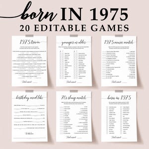 50th Birthday Games Bundle for Her or Him Born in 1975 50th Birthday Party Gift Idea 50 Birthday Trivia 1975 Price is Right 50 Years Old CL2