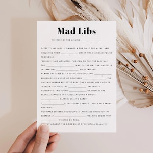 Mad Libs Game Printable, Adult Mad Libs for the Office Party Icebreaker Game, Police Interrogation Madlibs Game Night Instant Download MV2