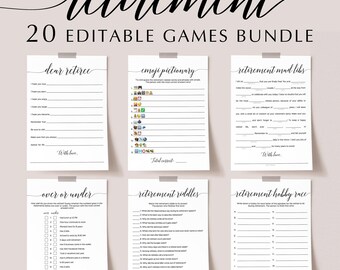 Retirement Games Printable Retiree Party Activities for Office Workplace Ideas Editable Cards Family Feud Emoji Pictionary Goodbye Party CL2
